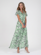 Ismeria™ | Vestido maxi de chifón con estampado floral