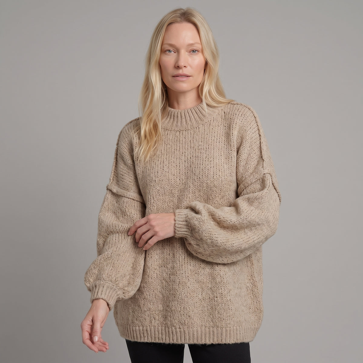 Cassia Jersey de Punto Oversized con Mangas Globo