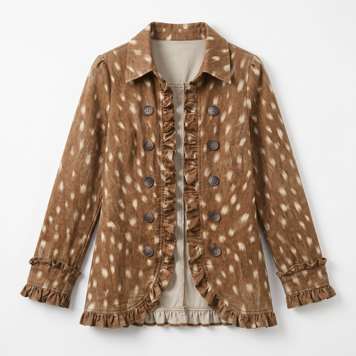 Alessandra | Chaqueta Bohemio-Chic Bordada Floral Verde Retro con Volantes