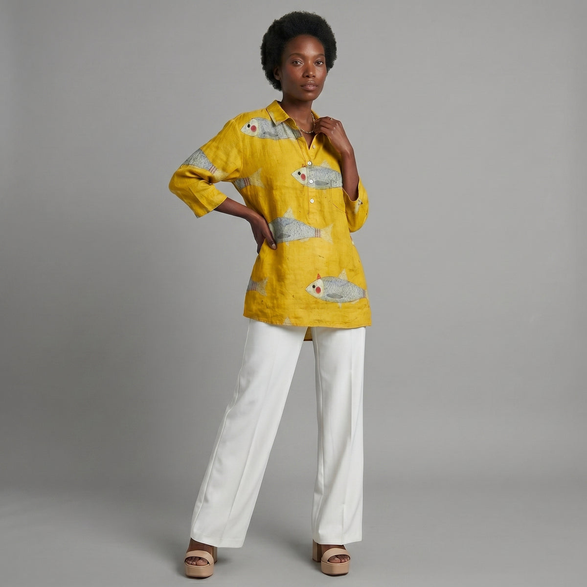 Gisèle™ | Blusa de lino atemporal con estampado