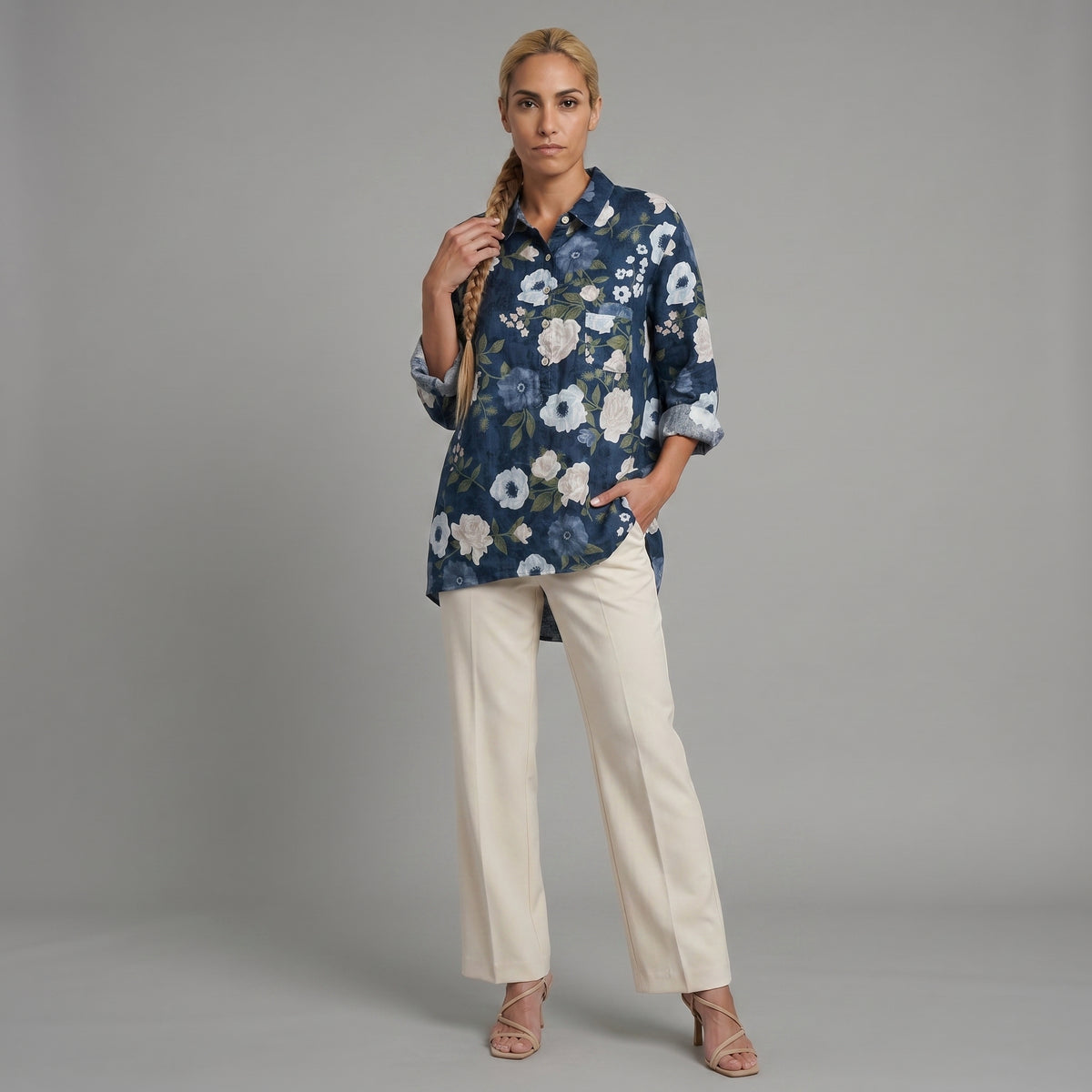 Lucia™ | Blusa de lino atemporal con estampado