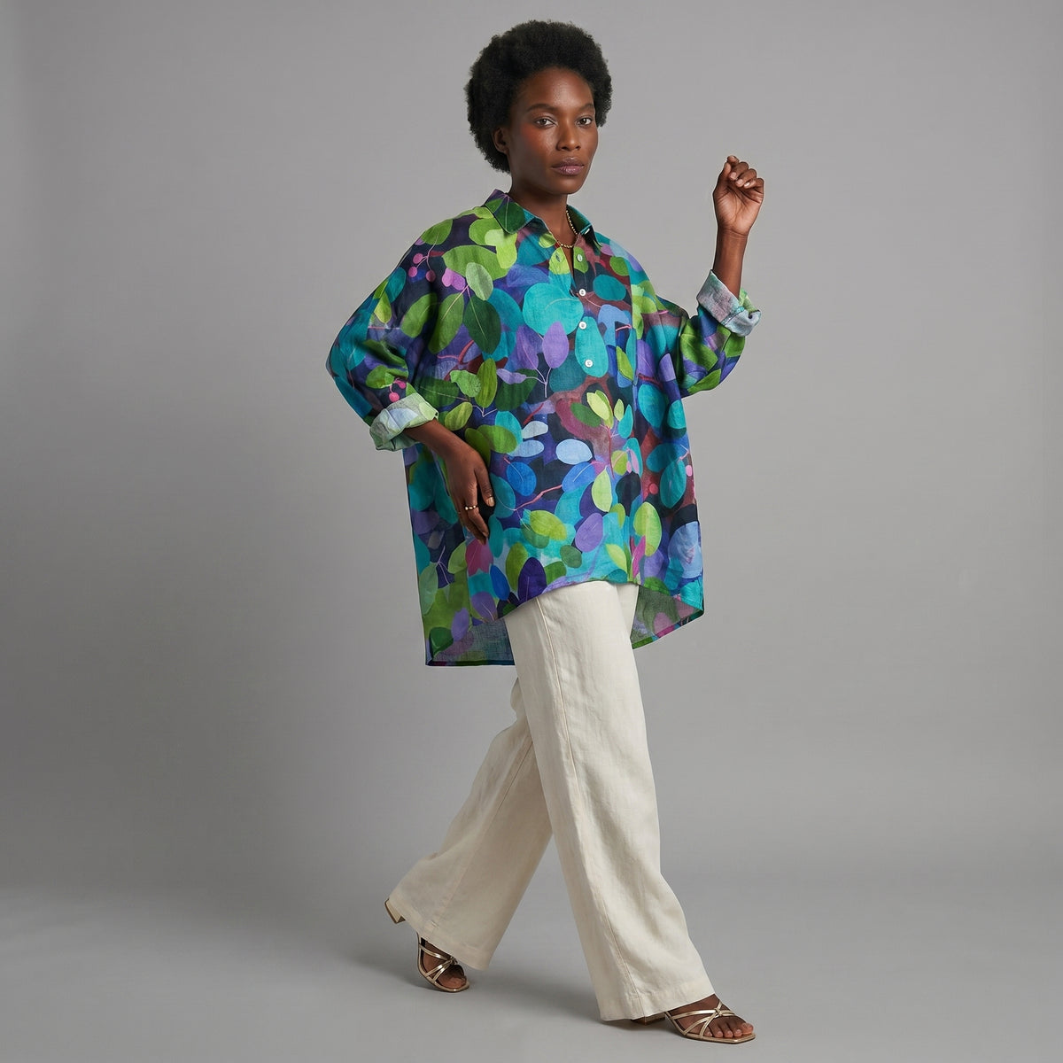 Elara™ | Blusa de lino atemporal con estampado