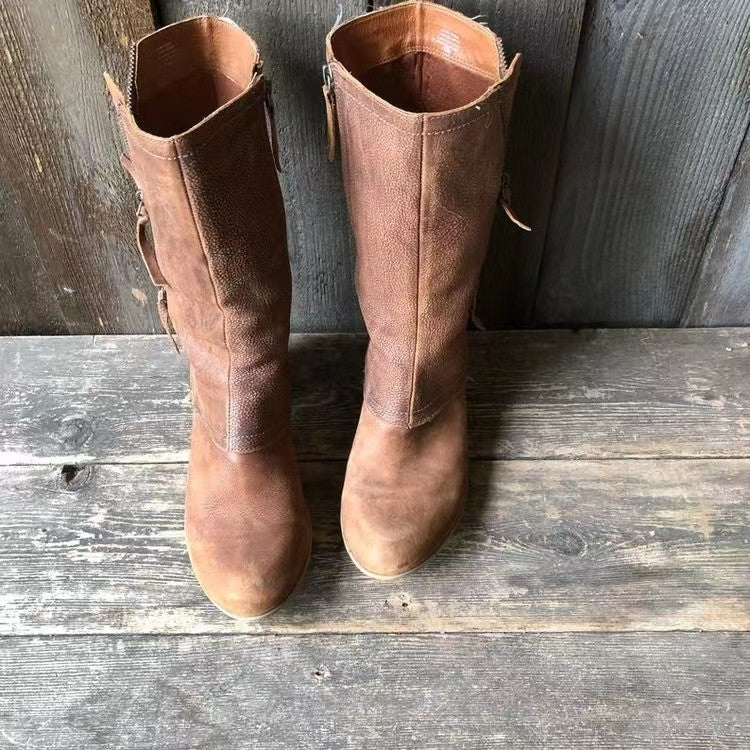 Natalia™ | Botas altas de mujer marrones con cremallera