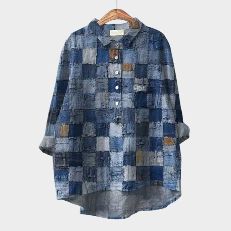 Marie | Blusa con estampado cuadros
