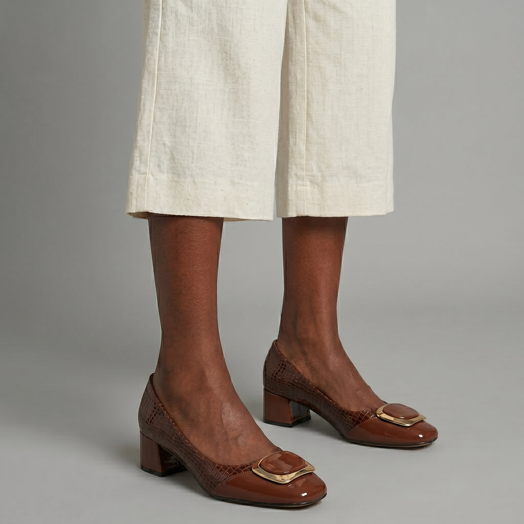 Livana™ | Tacones cuadrados efecto croco