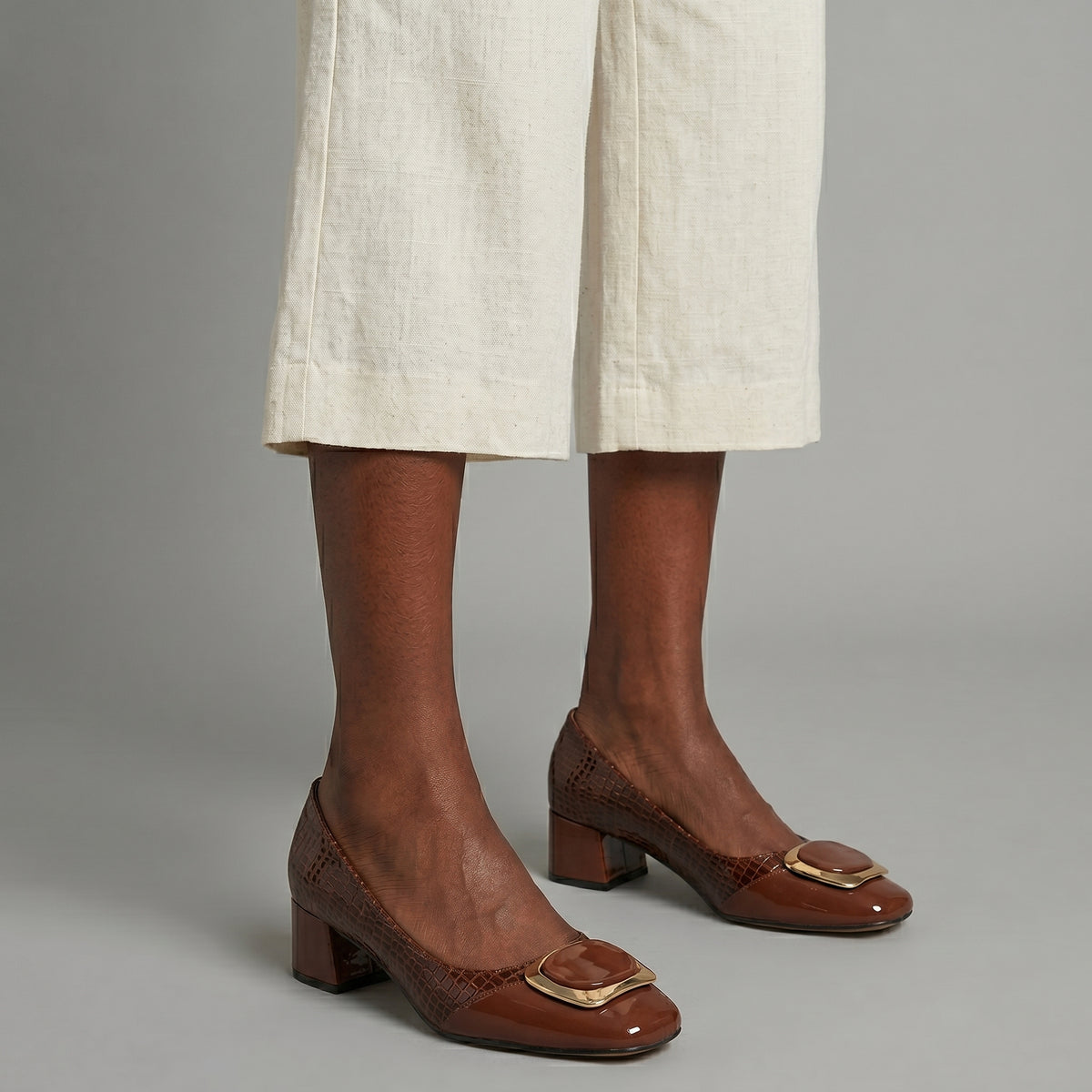 Livana™ | Tacones cuadrados efecto croco