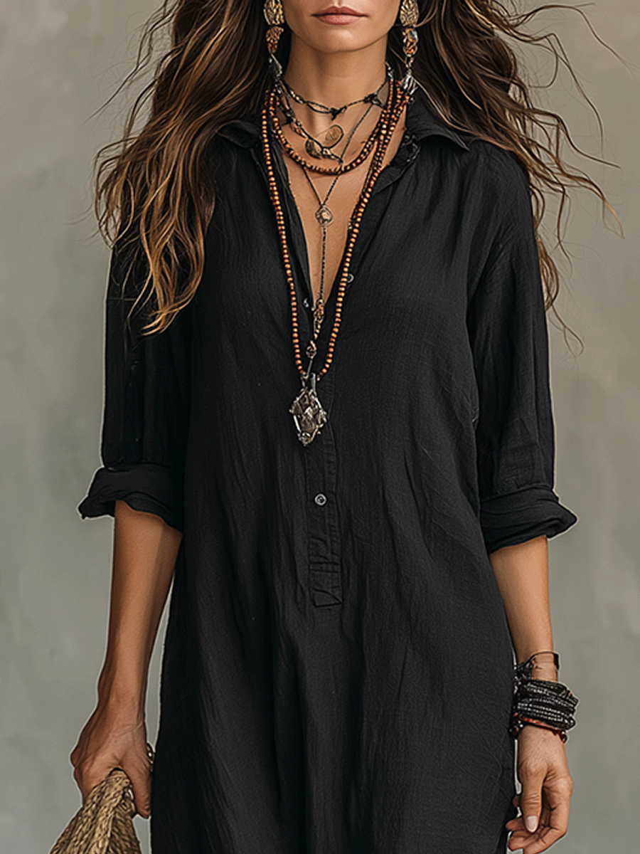 Vestido maxi bohemio con botones en la parte delantera