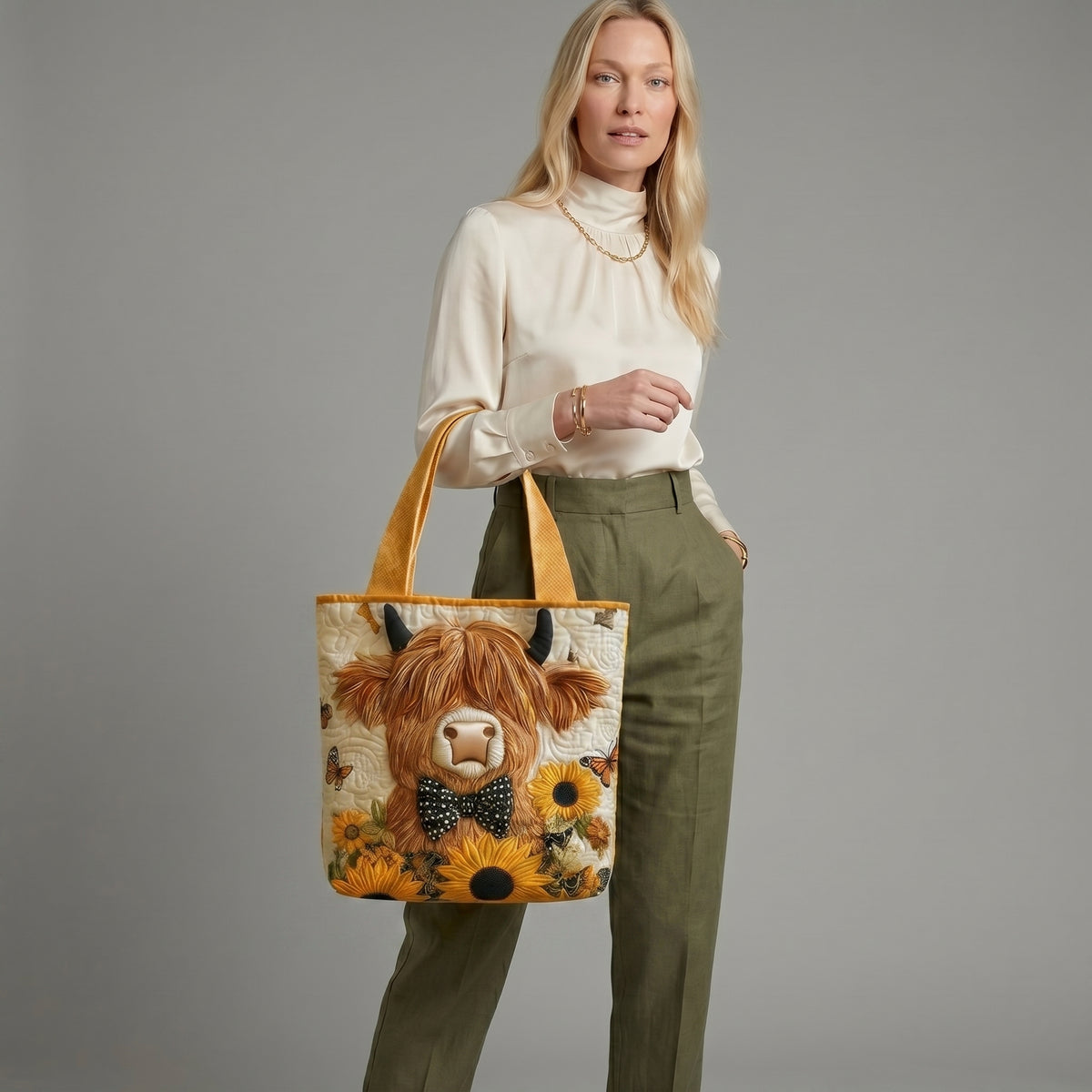Bolso Artesanal | Vaca de las Tierras Altas con Girasoles