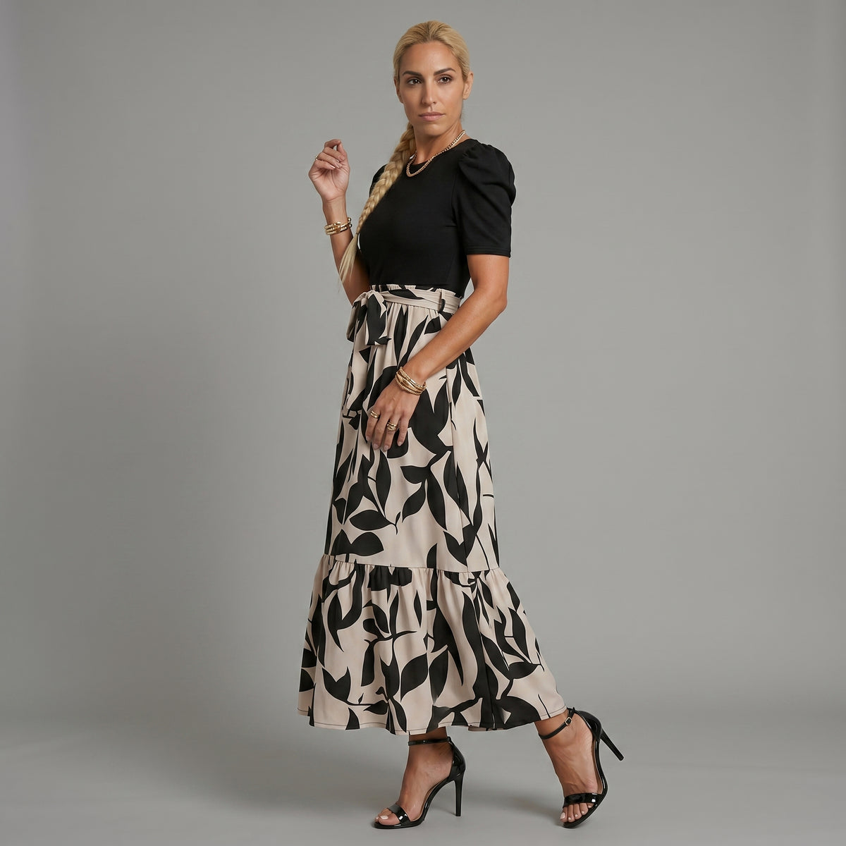 Luna - Vestidos de verano con estampado floral y escote redondo
