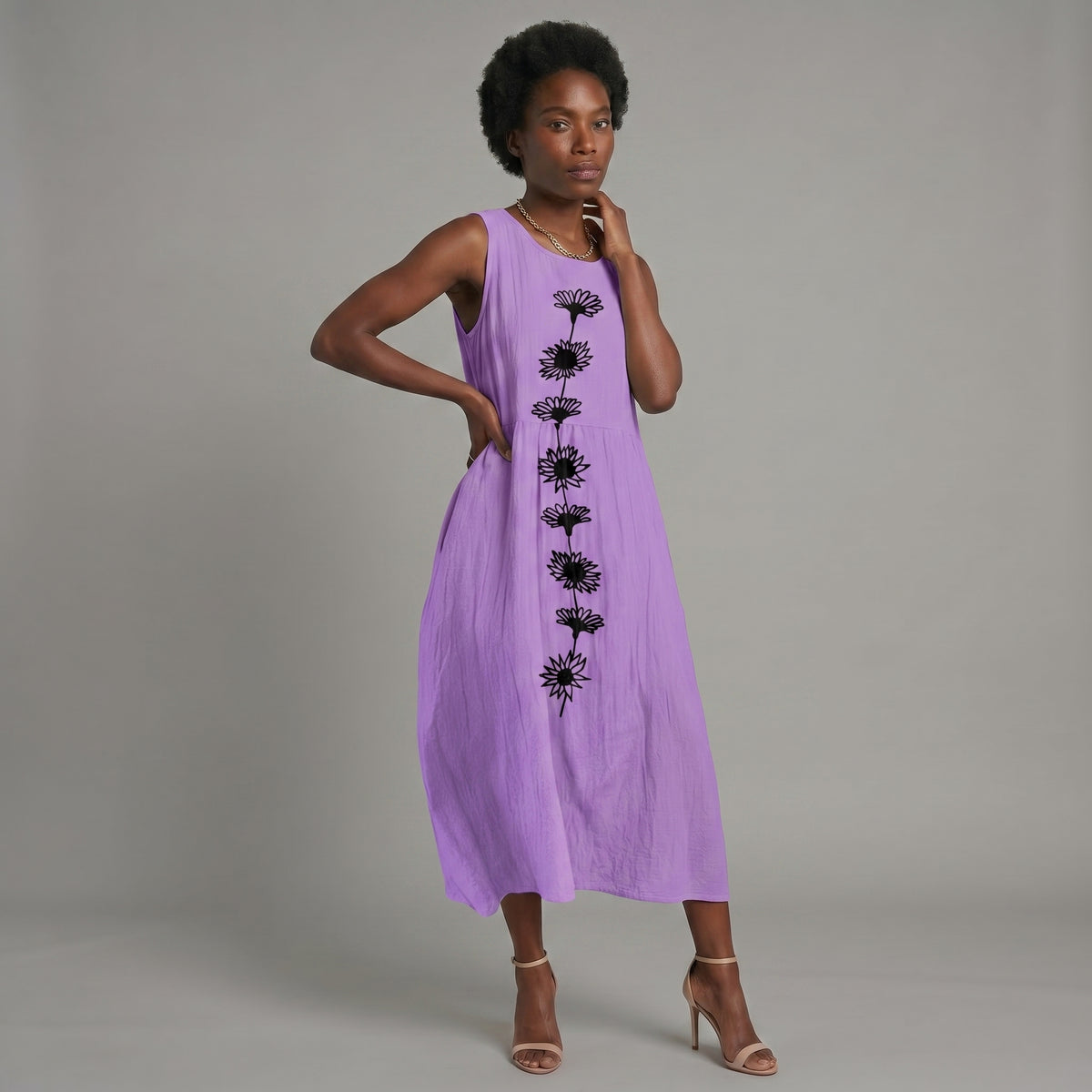 Emma™ | Vestido Midi Violet Bloom