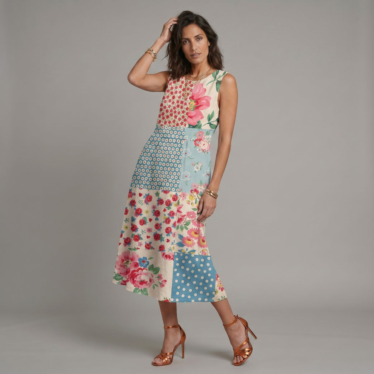 Anna™ | Vestido midi patchwork