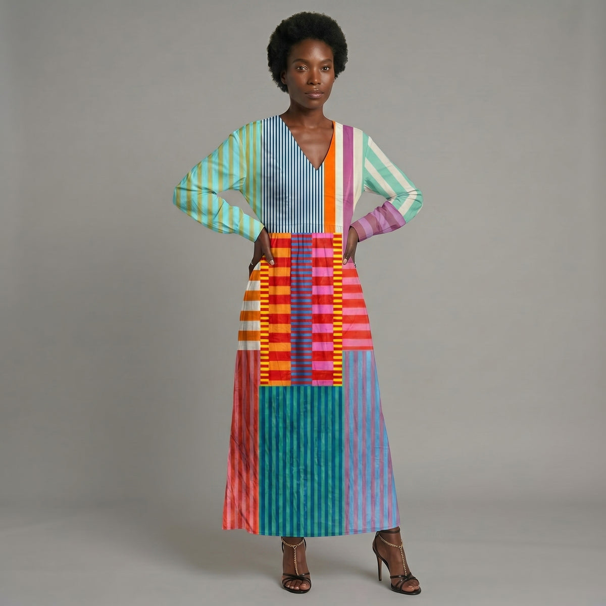 Inaya™ | Vestido Maxi Patchwork Multicolor