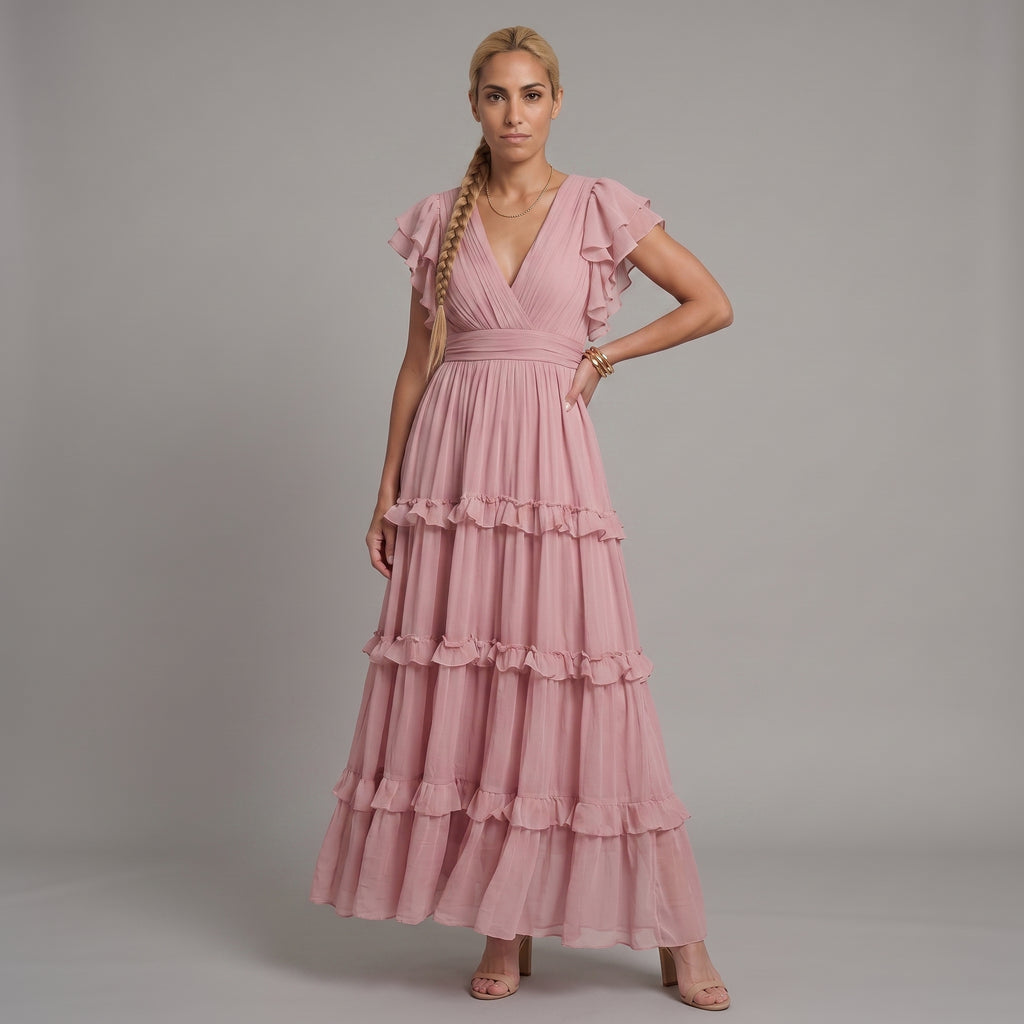 Zoe™ | Vestido maxi de boda elegante en rosa claro