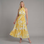 Sylin™ | Vestido midi fruncido con cuello halter