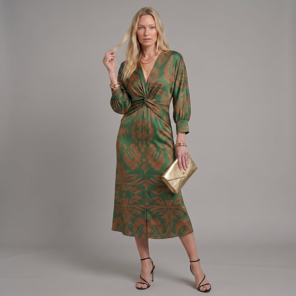 Lune™ | Vestido midi envolvente de color natural