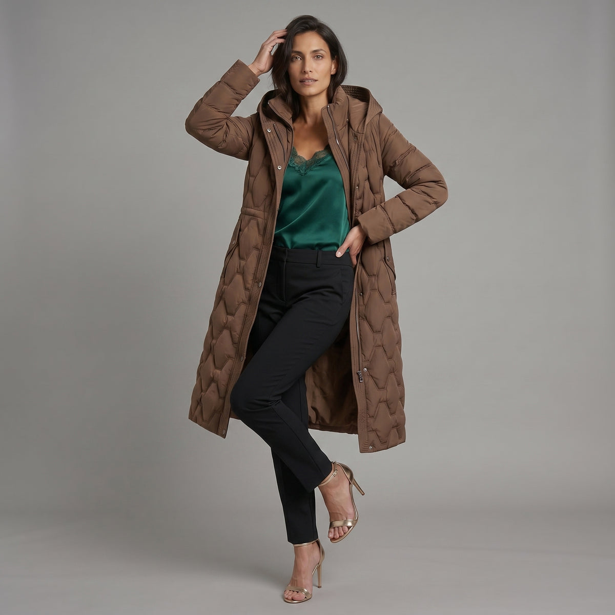 Lumiere™ | Abrigo largo acolchado con capucha
