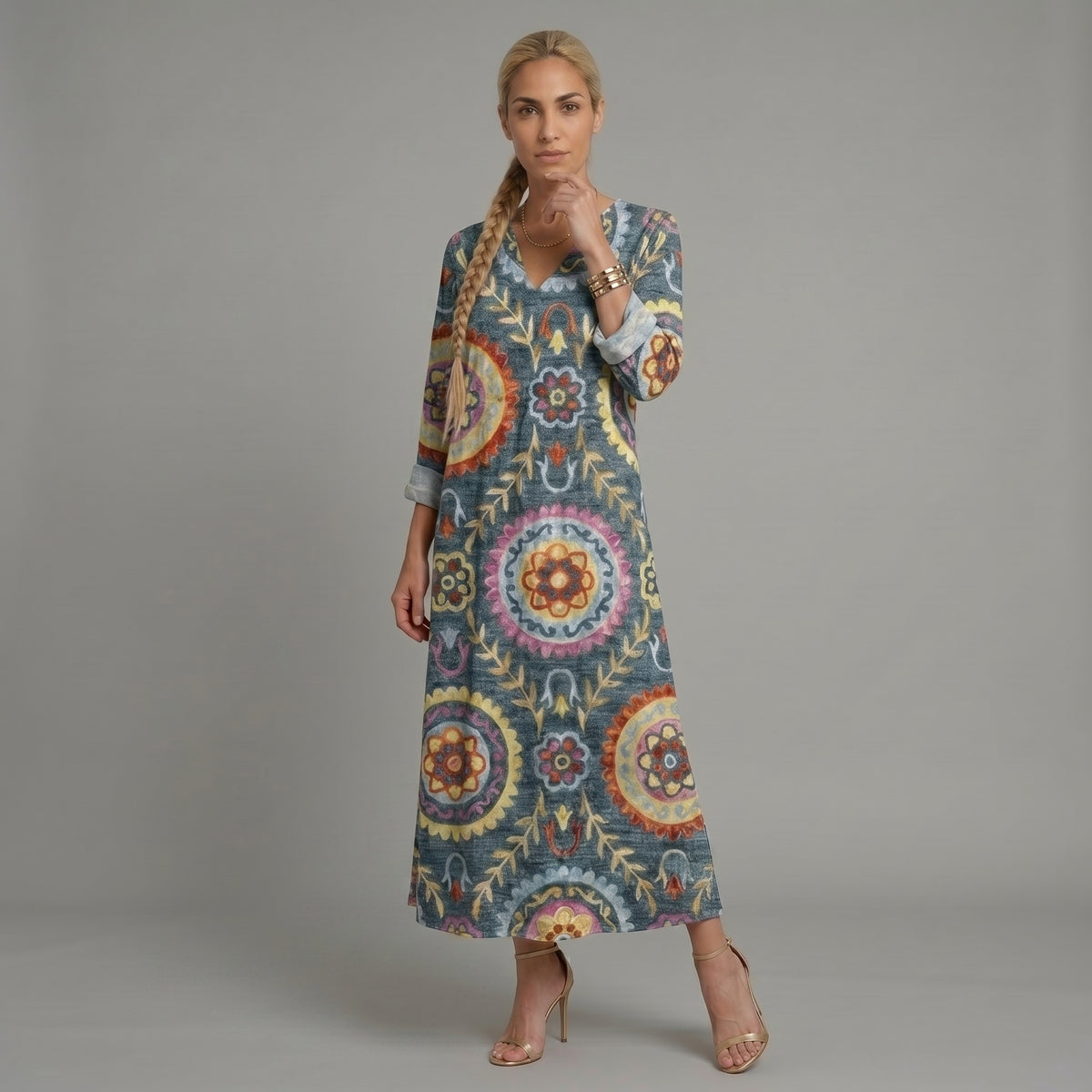 Soraya | Vestido bohemio con estampado étnico