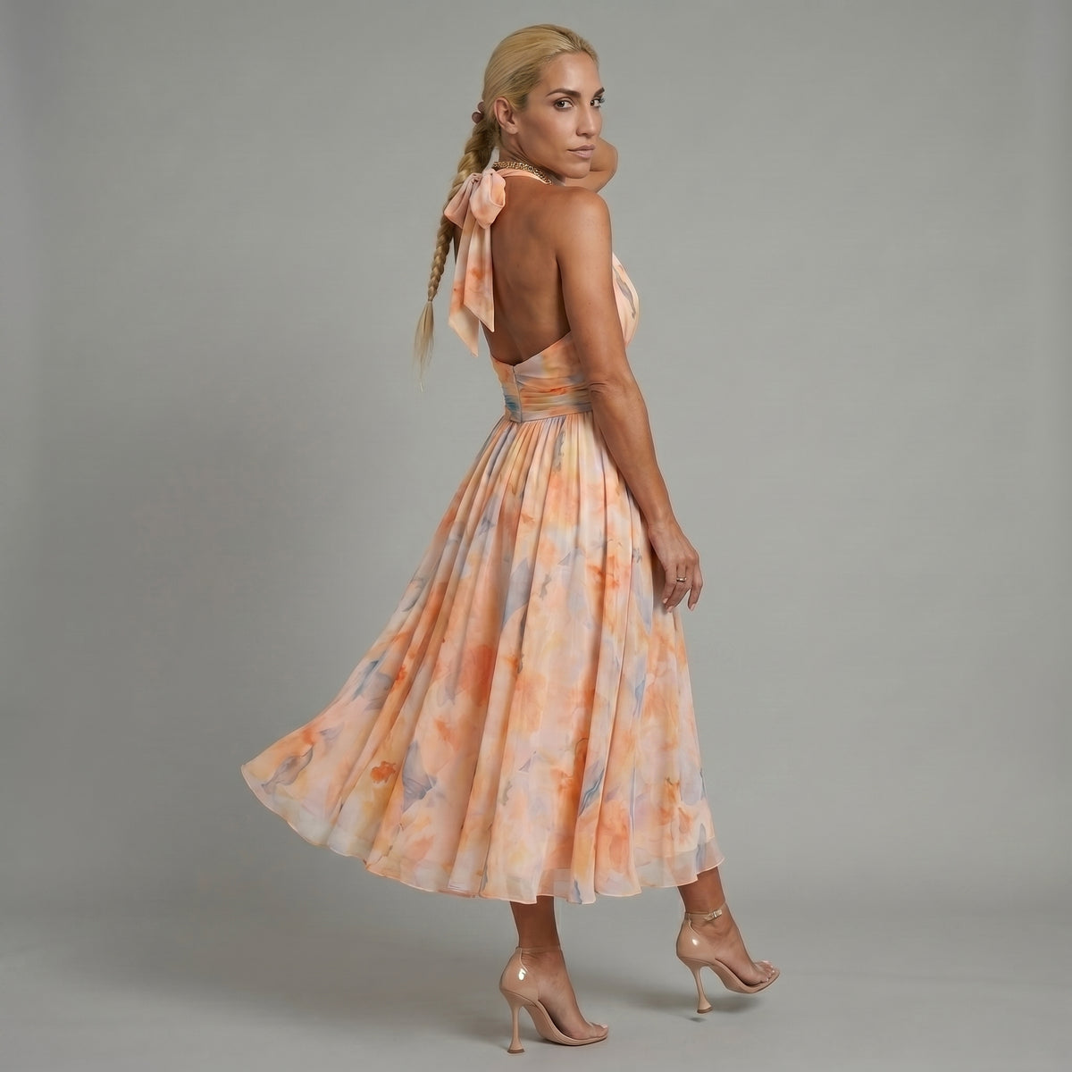 Aurora™ | Vestido con escote halter y estampado en acuarela